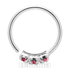Blue Banana Surgical Steel 8mm 3 Crystals Nose Ring (Rose/Silver)