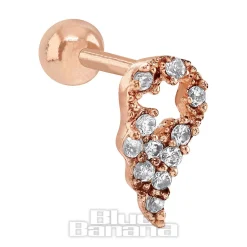 Blue Banana Surgical Steel 0.8mm Diamond Teardrop Tragus Stud (Rose)