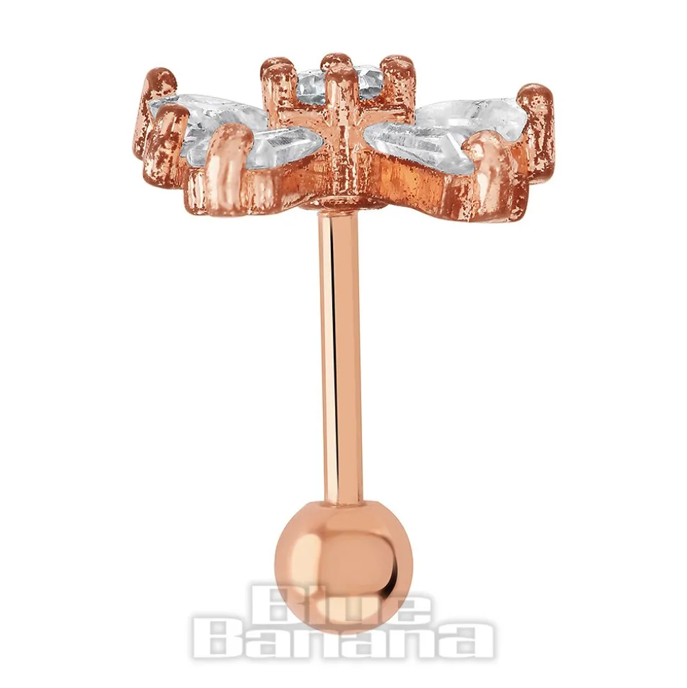 Blue Banana Surgical Steel 1.0mm Bow Tragus Stud (Gold)