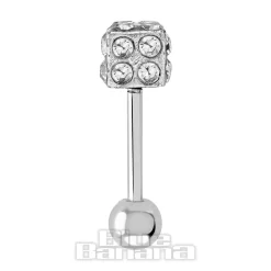 Blue Banana Surgical Steel 1.0mm Dice Tragus Stud (Silver)