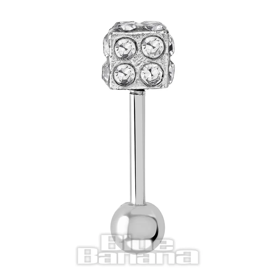 Blue Banana Surgical Steel 1.0mm Dice Tragus Stud (Silver)