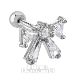Blue Banana Surgical Steel 1.0mm Bow Tragus Stud (Silver)