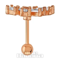 Blue Banana Surgical Steel 1.0mm 4 Crystal Tragus Stud (Gold)