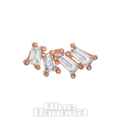 Blue Banana Surgical Steel 1.0mm 4 Crystal Tragus Stud (Gold)