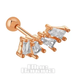 Blue Banana Surgical Steel 1.0mm 4 Crystal Tragus Stud (Gold)