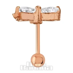 Blue Banana Surgical Steel 1.0mm Drop Bow Tragus Stud (Gold)