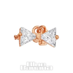 Blue Banana Surgical Steel 1.0mm Drop Bow Tragus Stud (Gold)