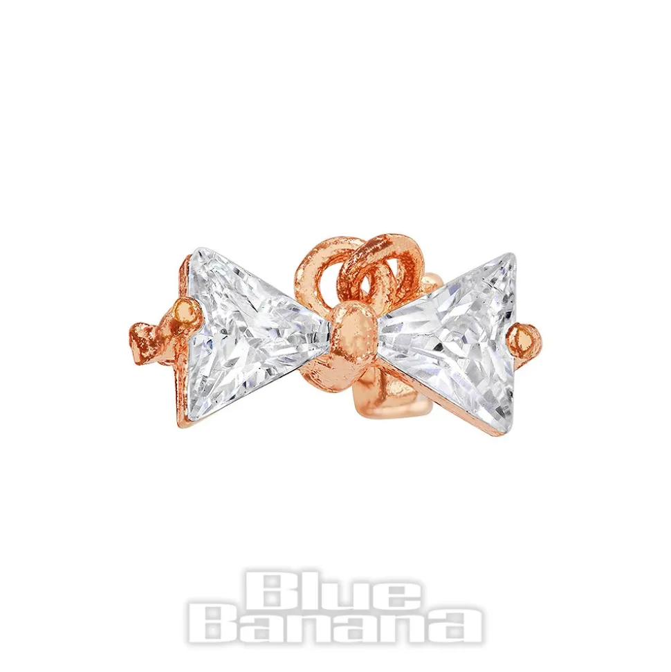 Blue Banana Surgical Steel 1.0mm Drop Bow Tragus Stud (Gold)