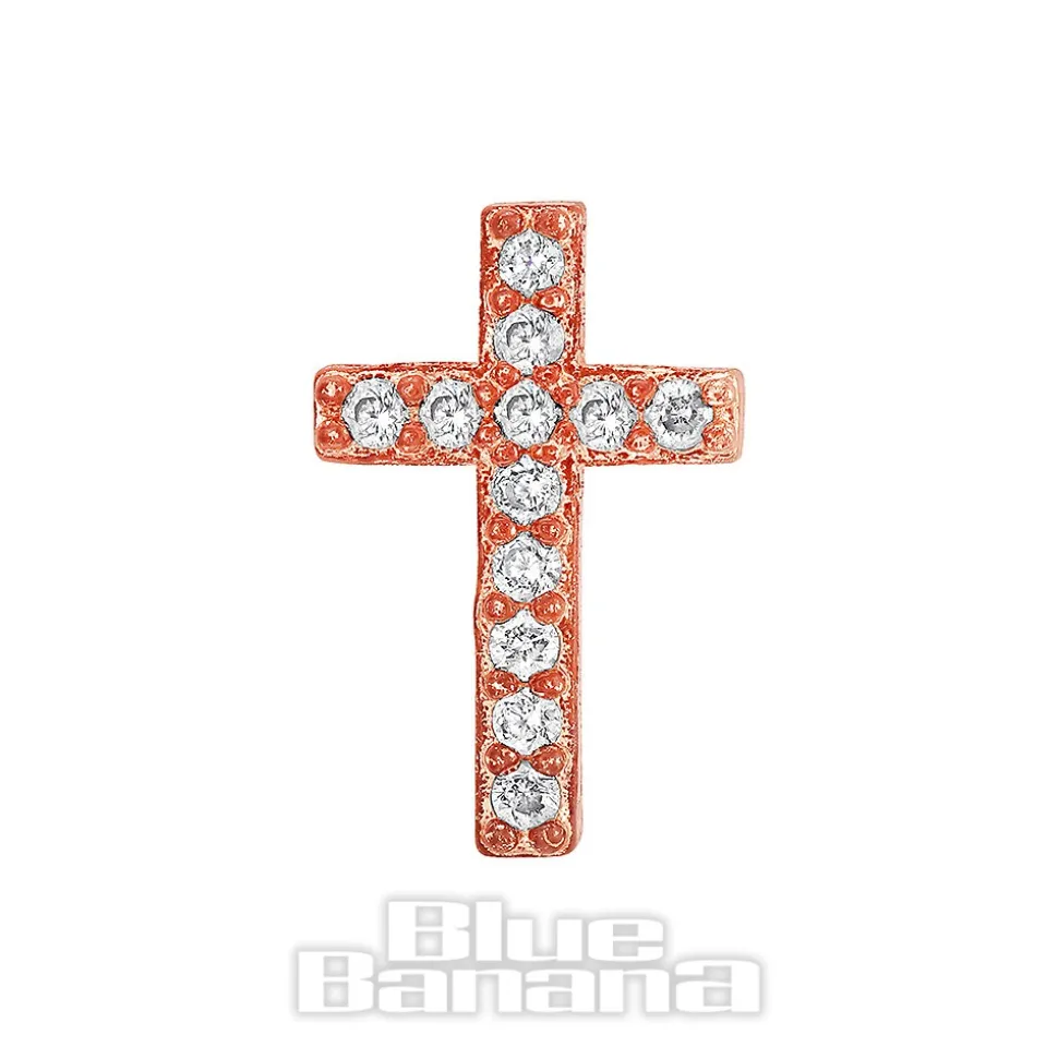 Blue Banana Surgical Steel 1.0mm Crystal Cross Tragus Stud (Gold)