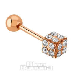 Blue Banana Surgical Steel 1.0mm Dice Tragus Stud (Gold)