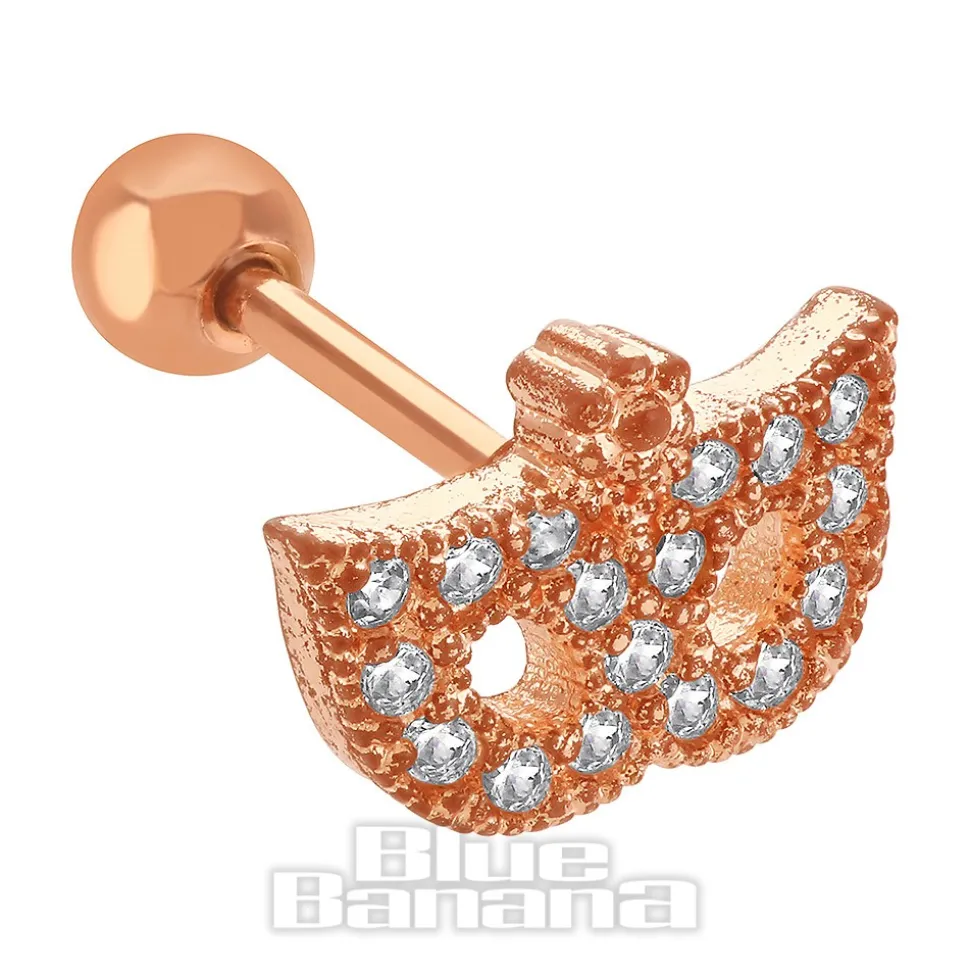 Blue Banana Surgical Steel 1.0mm Mask Tragus Stud (Gold)