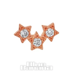 Blue Banana Surgical Steel 1.0mm Tragus 3 Stars Stud (Gold)