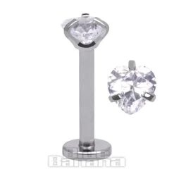 Blue Banana Surgical Steel 4mm Heart 1.2mm Labret (Crystal)