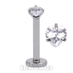 Blue Banana Surgical Steel 3mm Heart 1.2mm Labret (Crystal)