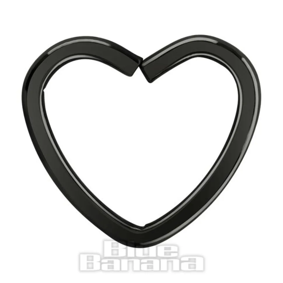 Blue Banana Surgical Steel 1.2mm Daith Heart Ring (Black)