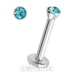 Blue Banana Surgical Steel 1.2mm Internally Threaded Jewelled Labret (Zircon)