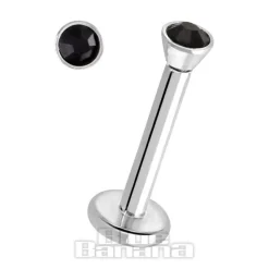 Blue Banana Surgical Steel 1.2mm Internally Threaded Jewelled Labret (Jet)