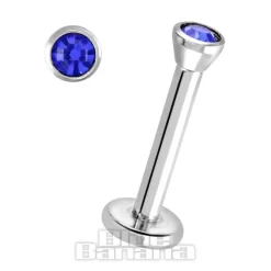 Blue Banana Surgical Steel 1.2mm Internally Threaded Jewelled Labret (Sapphire)