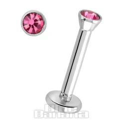 Blue Banana Surgical Steel 1.2mm Internally Threaded Jewelled Labret (Rose)