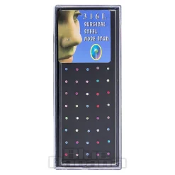 Blue Banana Surgical Steel Multicoloured Nose Studs (Pack Of 40)