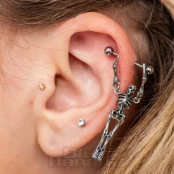 Blue Banana Surgical Steel Skeleton Industrial Bar (Silver)