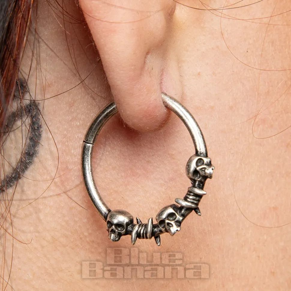 Blue Banana Surgical Steel Skulls Clicker (Silver/Copper)
