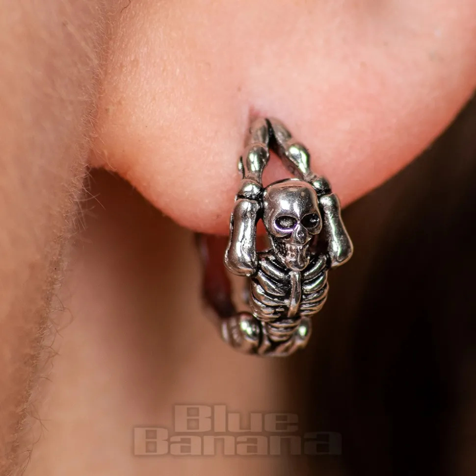Blue Banana Surgical Steel Skeleton Ear Clicker (Silver)