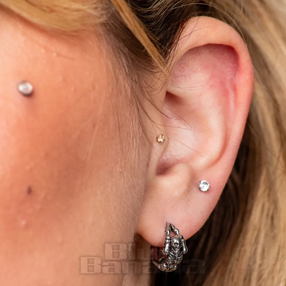 Blue Banana Surgical Steel Skeleton Ear Clicker (Silver)