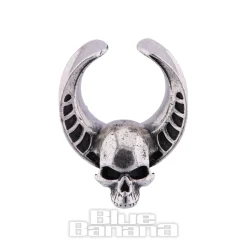 Blue Banana Surgical Steel Skull Saddle Hanger (Silver)