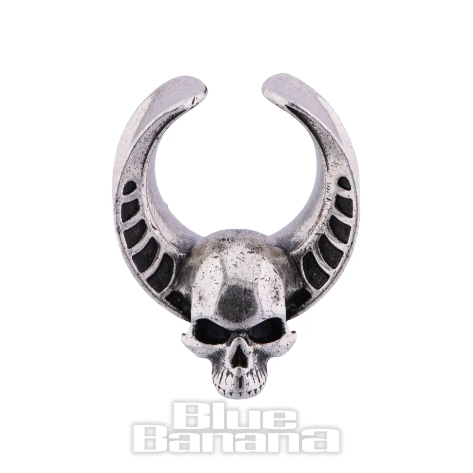 Blue Banana Surgical Steel Skull Saddle Hanger (Silver)