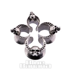 Blue Banana Surgical Steel Skull Saddle Hanger (Silver)