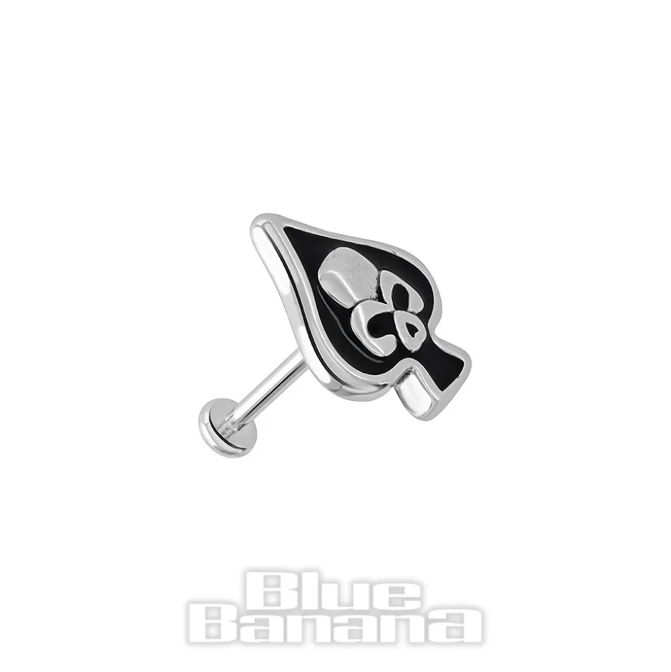 Blue Banana Surgical Steel Skull Spade Labret (Silver)