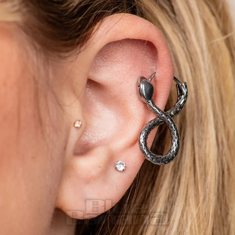 Blue Banana Surgical Steel Snake 8 Ear Clicker (Silver)