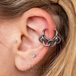 Blue Banana Surgical Steel Snake On Ring Ear Clicker (Silver)