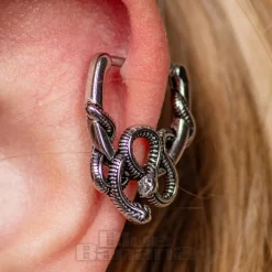 Blue Banana Surgical Steel Snake On Horseshoe Ear Clicker (Silver)