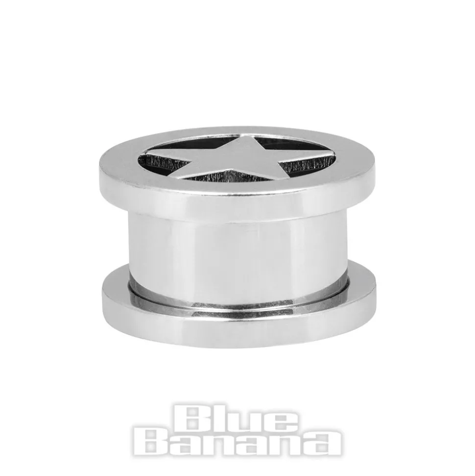 Blue Banana Surgical Steel Star Ear Tunnel 6-14mm (Silver)