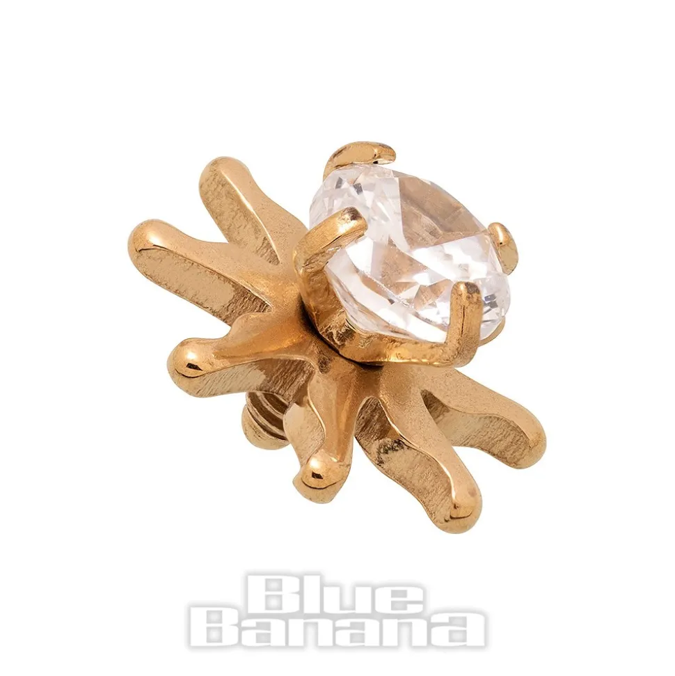 Blue Banana Surgical Steel Sun Dermal Top (Gold/Crystal)