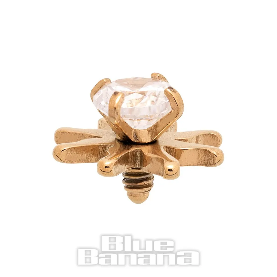 Blue Banana Surgical Steel Sun Dermal Top (Gold/Crystal)