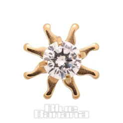Blue Banana Surgical Steel Sun Dermal Top (Gold/Crystal)