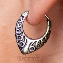 Blue Banana Surgical Steel Tribal Ear Clicker (Silver)