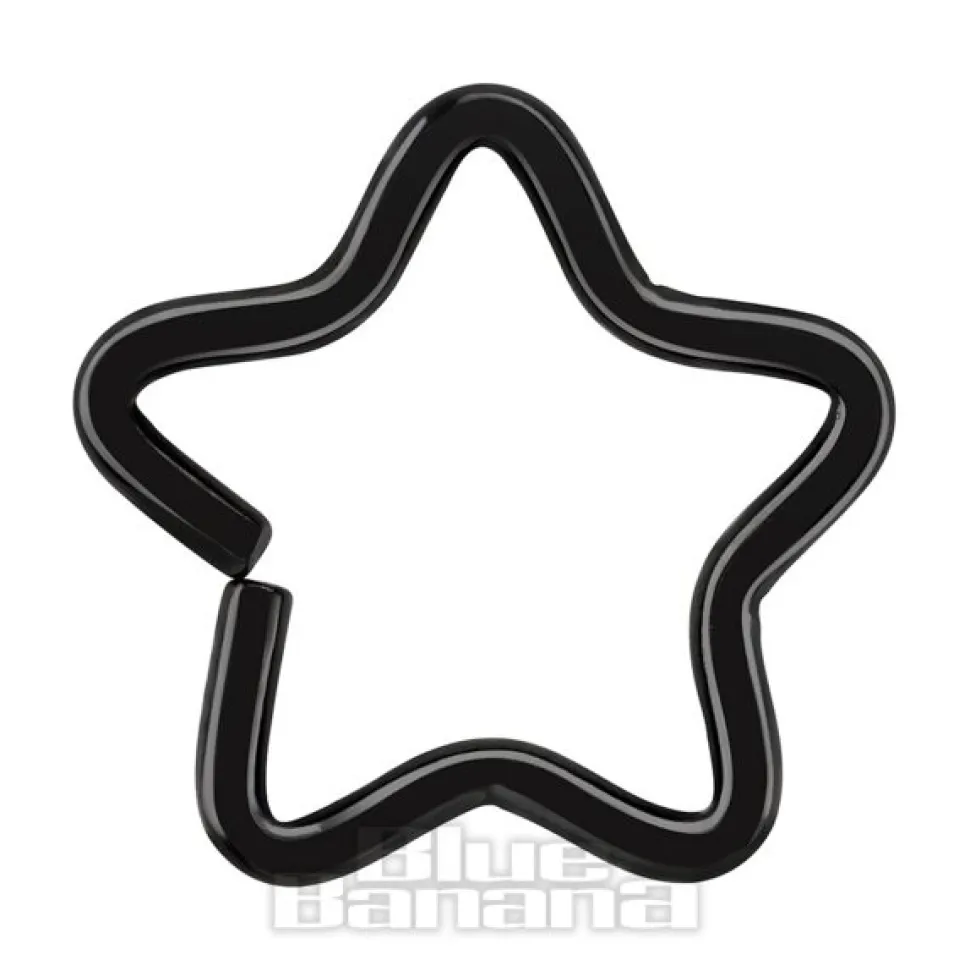 Blue Banana Surgical Steel 1.2 x 10mm Daith Star Ring (Black)
