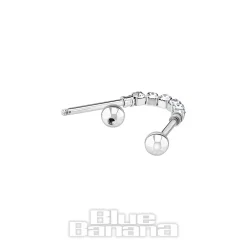 Blue Banana Surgical Steel 1.2x38mm Zirconia Link Industrial (Crystal)