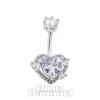 Blue Banana Surgical Steel 1.6x10mm Zirconia Heart Navel Bar (Crystal)