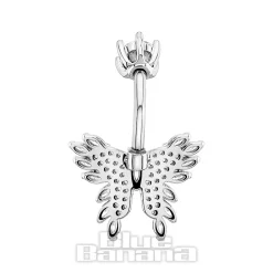 Blue Banana Surgical Steel 1.6x10mm Zirconia Butterfly Navel Bar (Crystal)