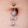 Blue Banana Surgical Steel 1.6x10mm Zirconia Bow Navel Bar (Crystal)