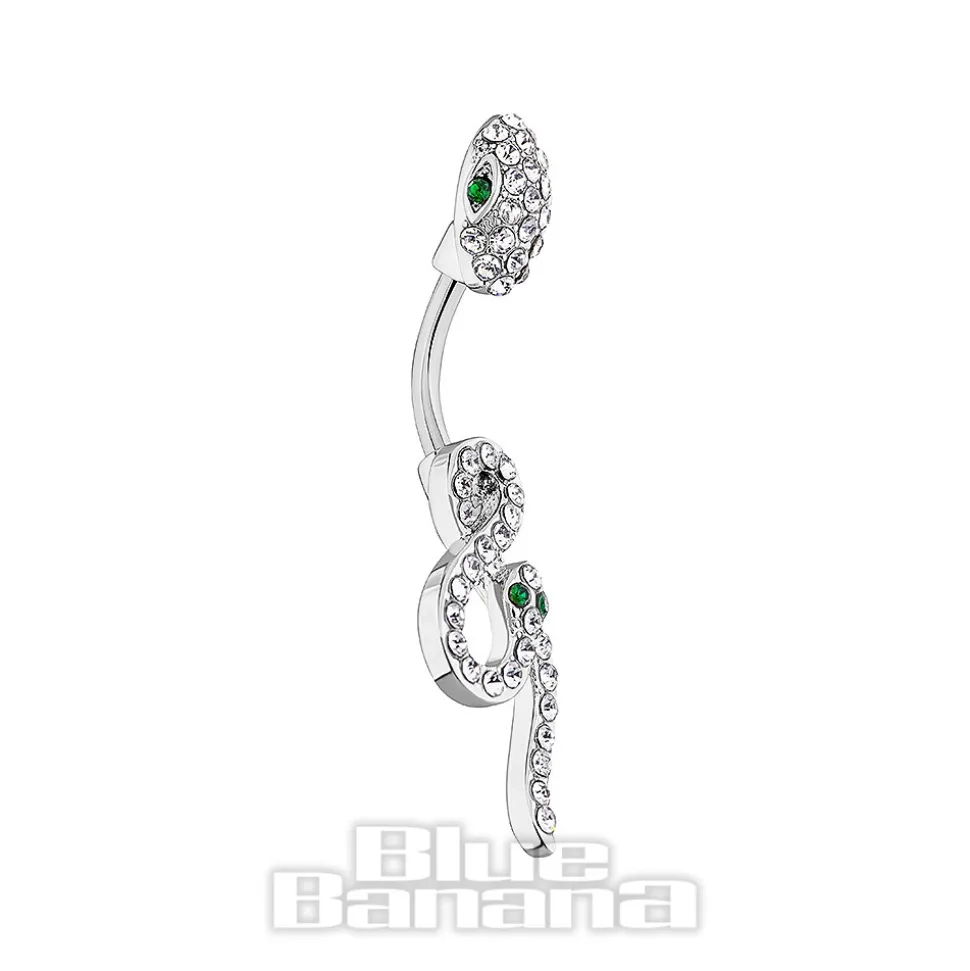Blue Banana Surgical Steel 1.6x10mm Zirconia Infinity Snake Navel Bar (Crystal)