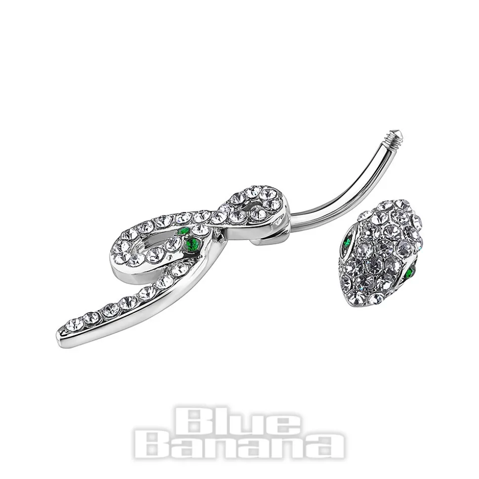 Blue Banana Surgical Steel 1.6x10mm Zirconia Infinity Snake Navel Bar (Crystal)