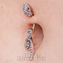 Blue Banana Surgical Steel 1.6x10mm Zirconia Infinity Snake Navel Bar (Crystal)
