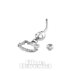 Blue Banana Surgical Steel 1.6x10mm Zirconia Kitty Navel Bar (Crystal)