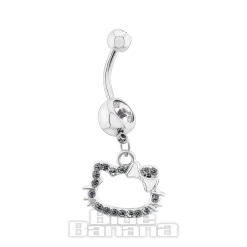 Blue Banana Surgical Steel 1.6x10mm Zirconia Kitty Navel Bar (Crystal)